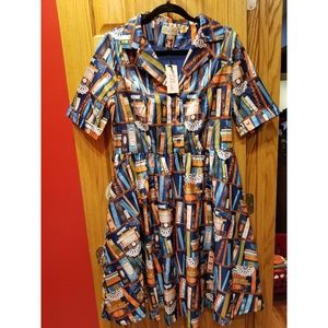 UK 16/US 12 NWT 'Bletchley' Book Turquoise Dress